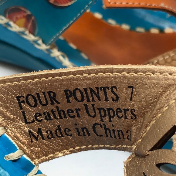 Elite By Corkys Slides Women’s Size 7 Four Points Leather Sandal Turquoise Artsy - Picture 3 of 16